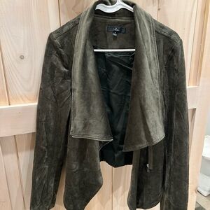 Lulus green suede zip up jacket